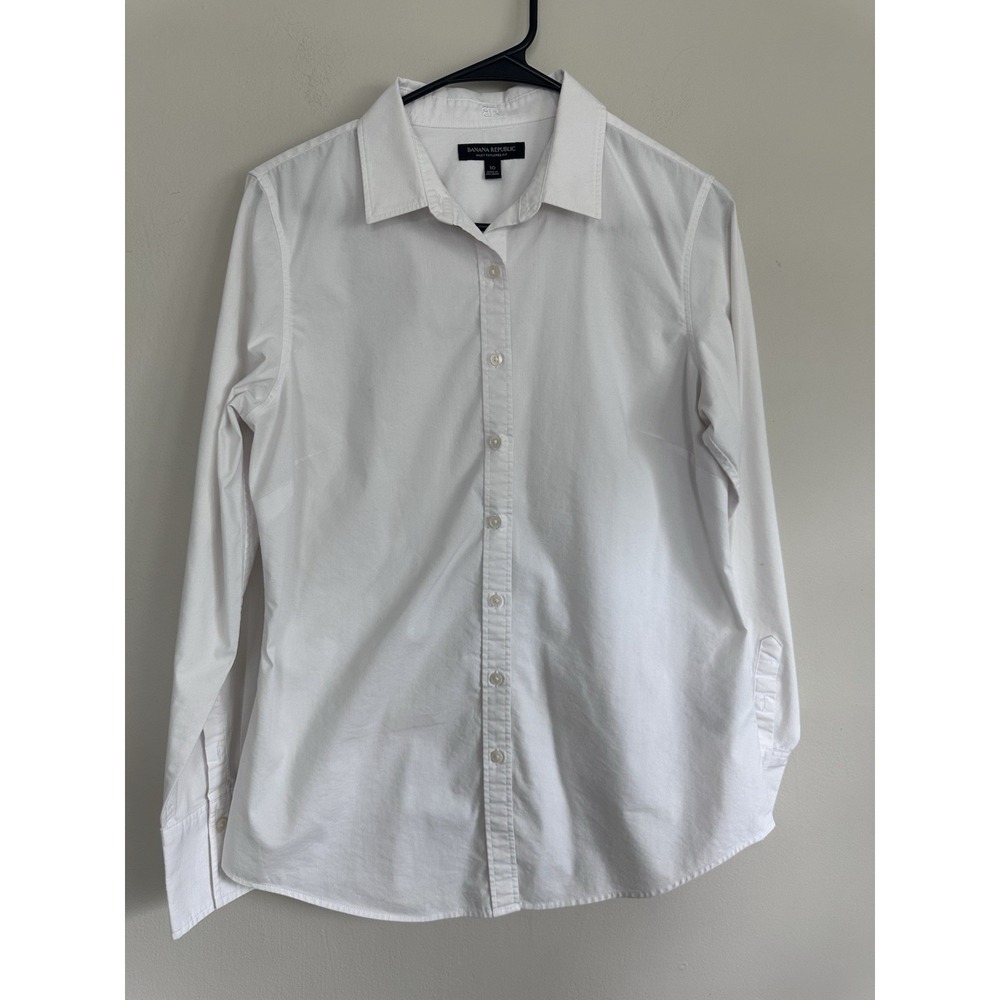 Banana Republic Women's SIZE 10 Button Down Dress Shirt White Interview PERFECT